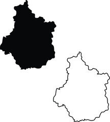 Map of Centre Val de Loire Silhouette Flat and Outline Design