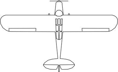 Minimalist vector airplane outline from top view