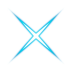 Blue glowing cross star with transparent background

