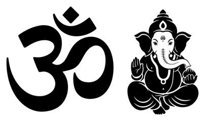 Om sacred symbol with Lord Ganesha vector illustration