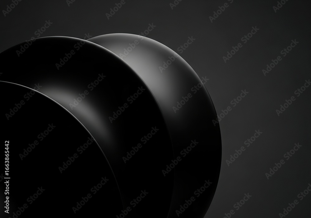 Aufkleber minimalist abstract black form with smooth curves and subtle reflection, creating a sophisticated an