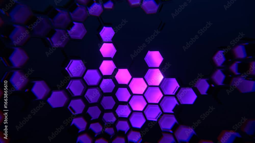 Poster abstract glowing hexagon pattern video.