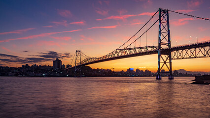 Fototapeta premium bridge at sunset Florianopolis