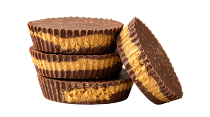 Stacked Chocolate Peanut Butter Cups Leaning Tower