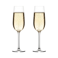two glasses of champagne transparent background
