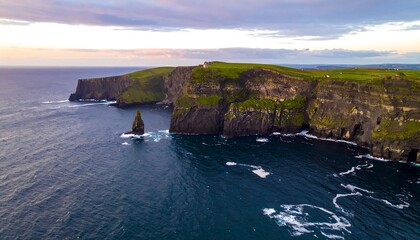 Majestic Cliffs of Moher Ireland, with Dramatic Ocean Views and Green Hills