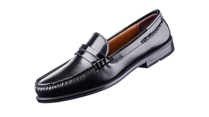 Stylish Black Loafer Shoe  isolated on a transparent or white background