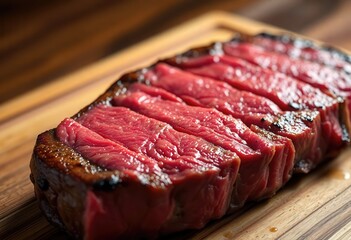 Close Up Premium Fillet Steak Wooden