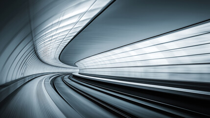 Obraz premium Dynamic motion in a modern transportation tunnel during daytime