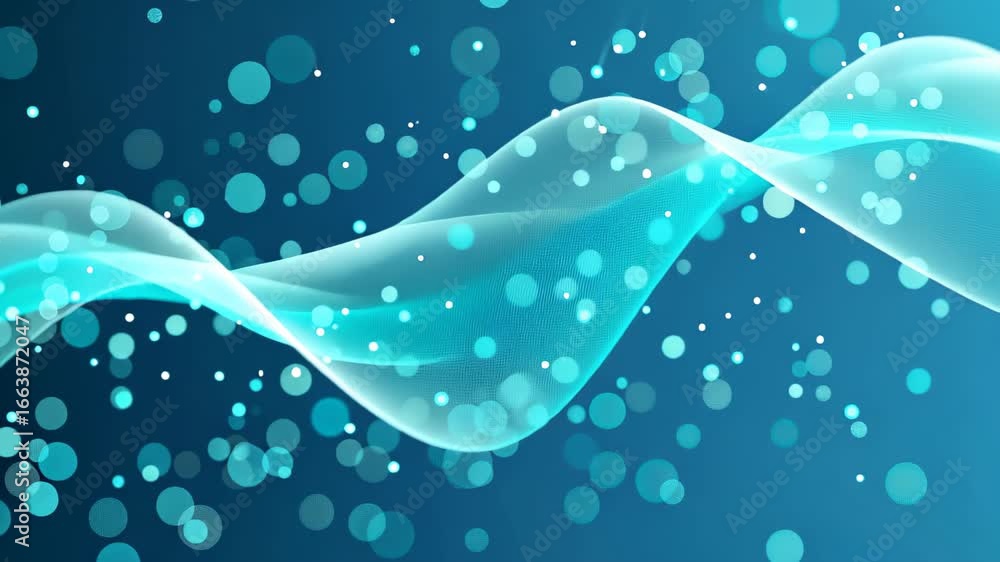Poster abstract blue wave of light: a mesmerizing display of flowing energy and radiant light undulates acr