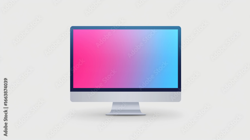 Aufkleber modern computer monitor with colorful gradient display in a minimalist setting