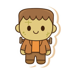 A kawaii Frankenstein monster icon, combining Halloween and cute elements for a playful, spooky design.