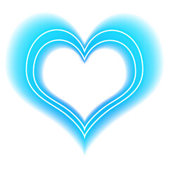 Blue glowing heart shape with transparent background

