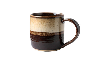 Rustic charm A vintage-style ceramic tea cup with earthy brown and beige tones, perfect for your morning brew