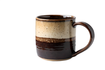 Rustic charm A vintage-style ceramic tea cup with earthy brown and beige tones, perfect for your morning brew