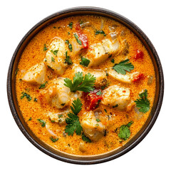 Moqueca or coconut fish stew isolated on transparent background