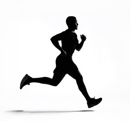 Silhouette of Male Athlete Running in Motion