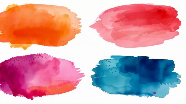 Colorful Watercolor Strokes: A quartet of vibrant watercolor strokes dance across the canvas, bursting with life and ready to add an artistic touch to any project. 