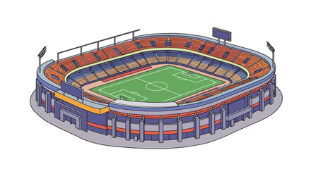 Obraz premium Stylized vector illustration of an immense sports arena on white background