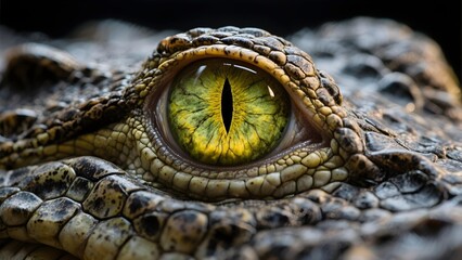 macro shot of an iguana&rsquo;s yellow eye