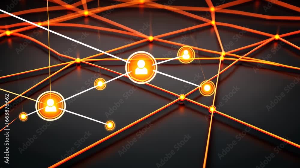 Aufkleber network of connections: a dynamic digital representation of interconnected nodes and lines, symboliz