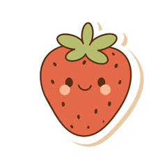 Obraz premium A kawaii strawberry icon, representing a cute and colorful fruit design perfect for food-related themes or playful illustrations.