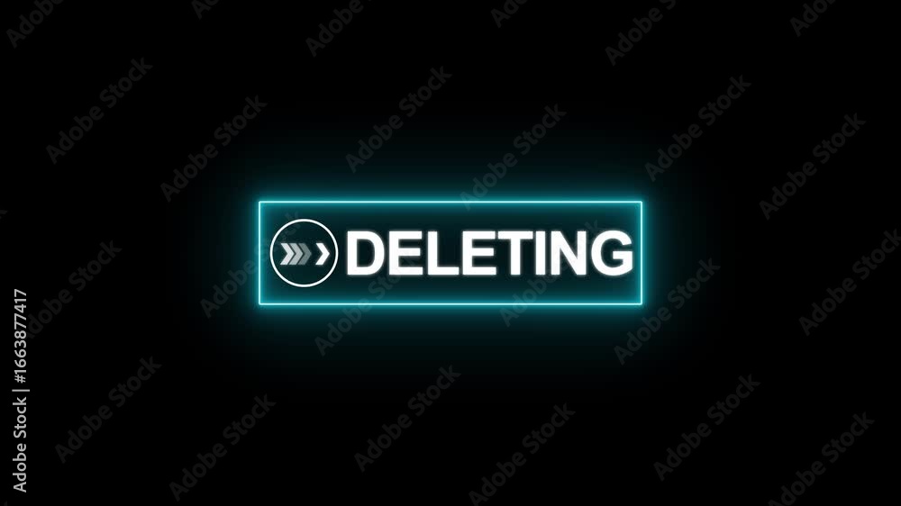 Fototapete glowing neon white text cursor animation pointing towards deleting button in looping with transparen