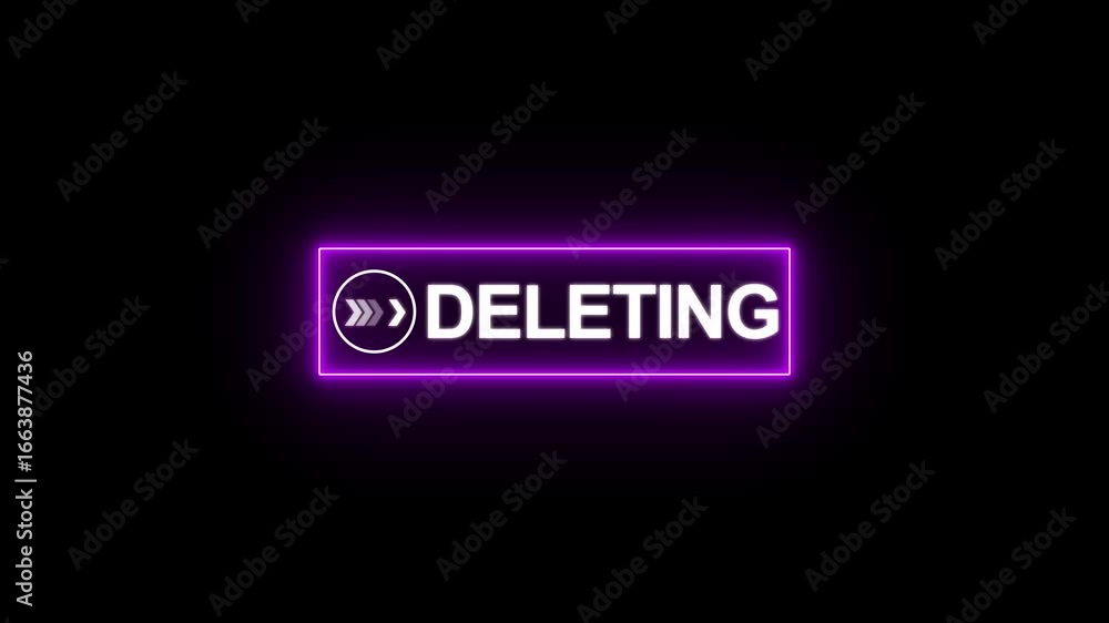 Fototapete glowing neon white text cursor animation pointing towards deleting button in looping with transparen