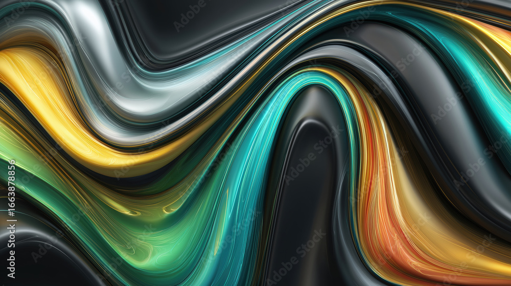 Poster Abstract swirls of color blend in smooth textures creating a dynamic visual experience