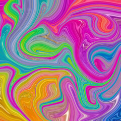 Colorful fluid abstract art with neon swirls, vibrant psychedelic pattern, liquid movement, modern background, dynamic texture perfect for digital design.
