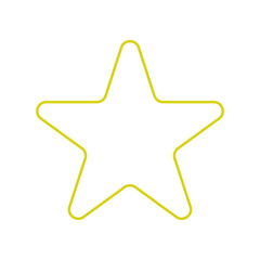 Obraz premium Yellow neon star outline isolated on white or transparent PNG background