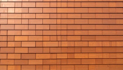 Obraz premium A detailed view of a wall featuring a patterned facade of light brown rectangular panels.