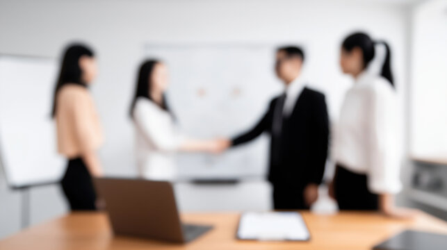 Business negotiation meeting with colleagues discussing deals in a modern office