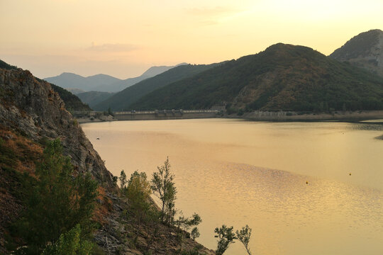 Golden Evening over Porma Dam