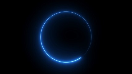 Electric Blue Neon Circle Ring on Dark Background glowing