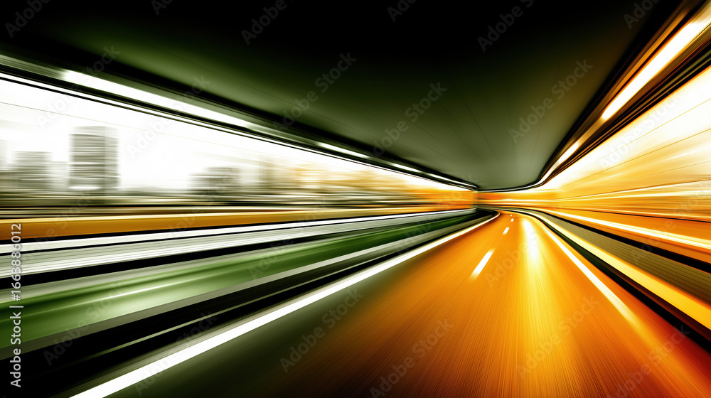 Aufkleber dynamic motion through a tunnel highlighting speed and light effects at dusk