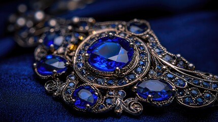 Obraz premium A close-up view of a beautiful, intricately designed, gemstone brooch.