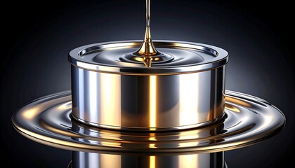 Gold liquid pouring into a metallic can