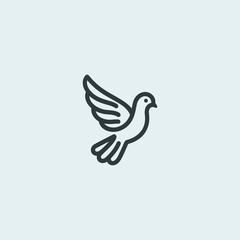 Simple minimalist pigeon logo line illustration.
