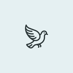 Simple minimalist pigeon logo line illustration.