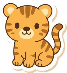 A kawaii tiger icon, symbolizing strength, nature, and animals, perfect for animal-themed illustrations.