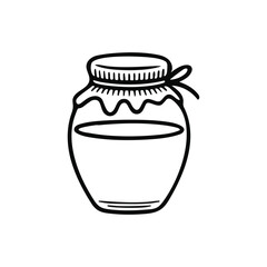 Honey jar and honeycomb drawing, hand sketched monochrome vector illustration

Vintage style