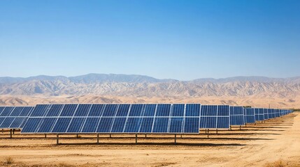 modern solar farm in desert landscape