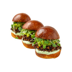 Delicious Lentil Sliders with Avocado Crema and Microgreens