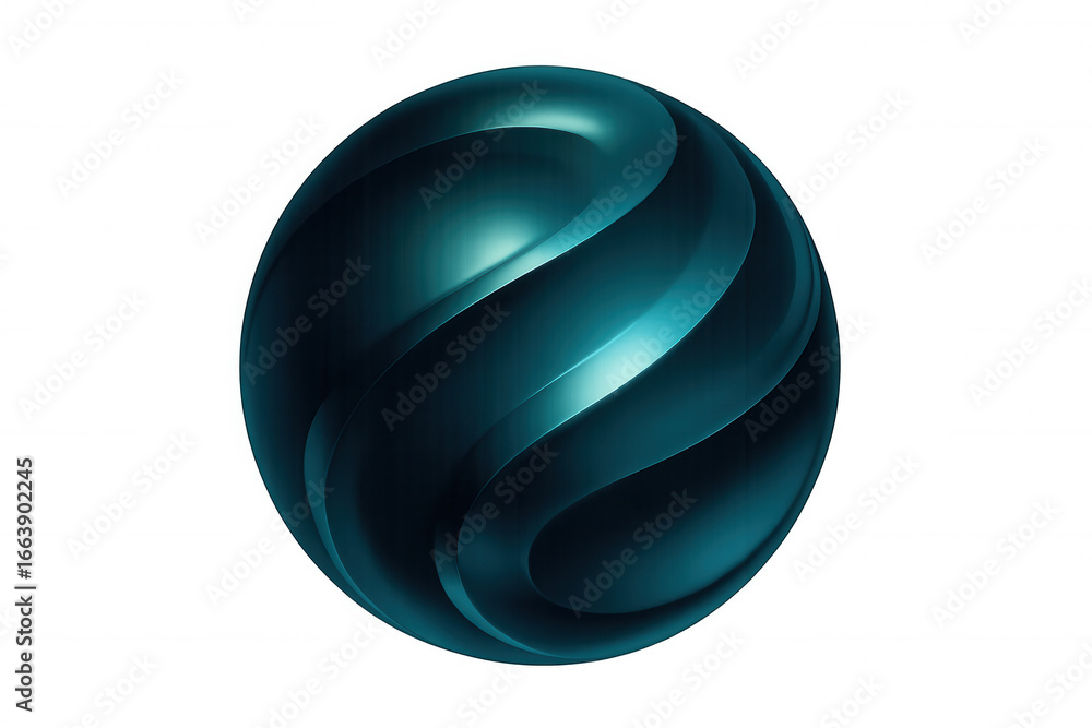 Poster abstract blue sphere with dynamic curved lines rotating on transparent background, creating a sense 