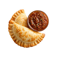 Delicious Empanadas with Spicy Red Sauce - Overhead Shot