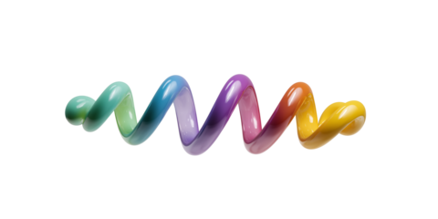 Colorful 3D spiral ribbon, spiral on white background