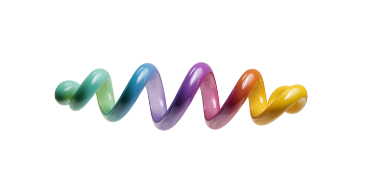 Colorful 3D spiral ribbon, spiral on white background