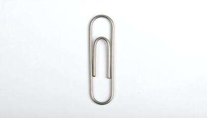 Metal paperclip on white background