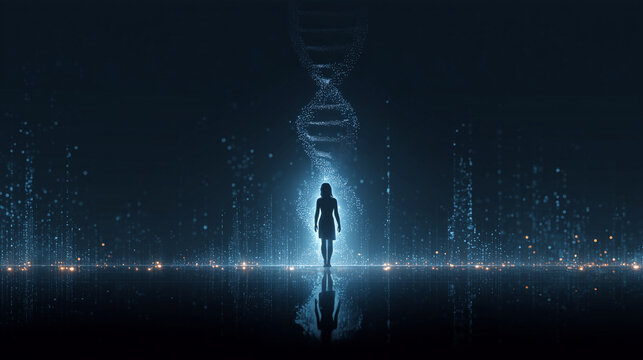 An AI analyzing a person's complete genome and lifestyle data to predict future health risks and suggest preventative medicine.
